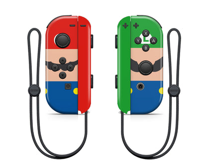Cute Mario And Luigi Moustache Nintendo Switch Joycons Skin-Console Vinyls-Nintendo-Nintendo Switch Joycons-Cute Mario And Luigi Moustache-LaboTech
