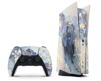 LaboTech PS5 Ethereal Blue Gold Marble PS5 Skins - Marble  Skin
