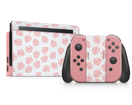 Pink Leaf Animal Crossing Nintendo Switch Skin-Console Vinyls-Nintendo-Nintendo Switch-Pink Leaf Animal Crossing-LaboTech