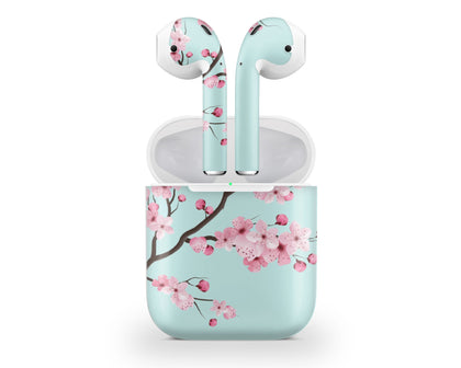 Cherry Blossom Teal AirPods Skin-Console Vinyls-Apple-AirPods-Cherry Blossom Teal-LaboTech