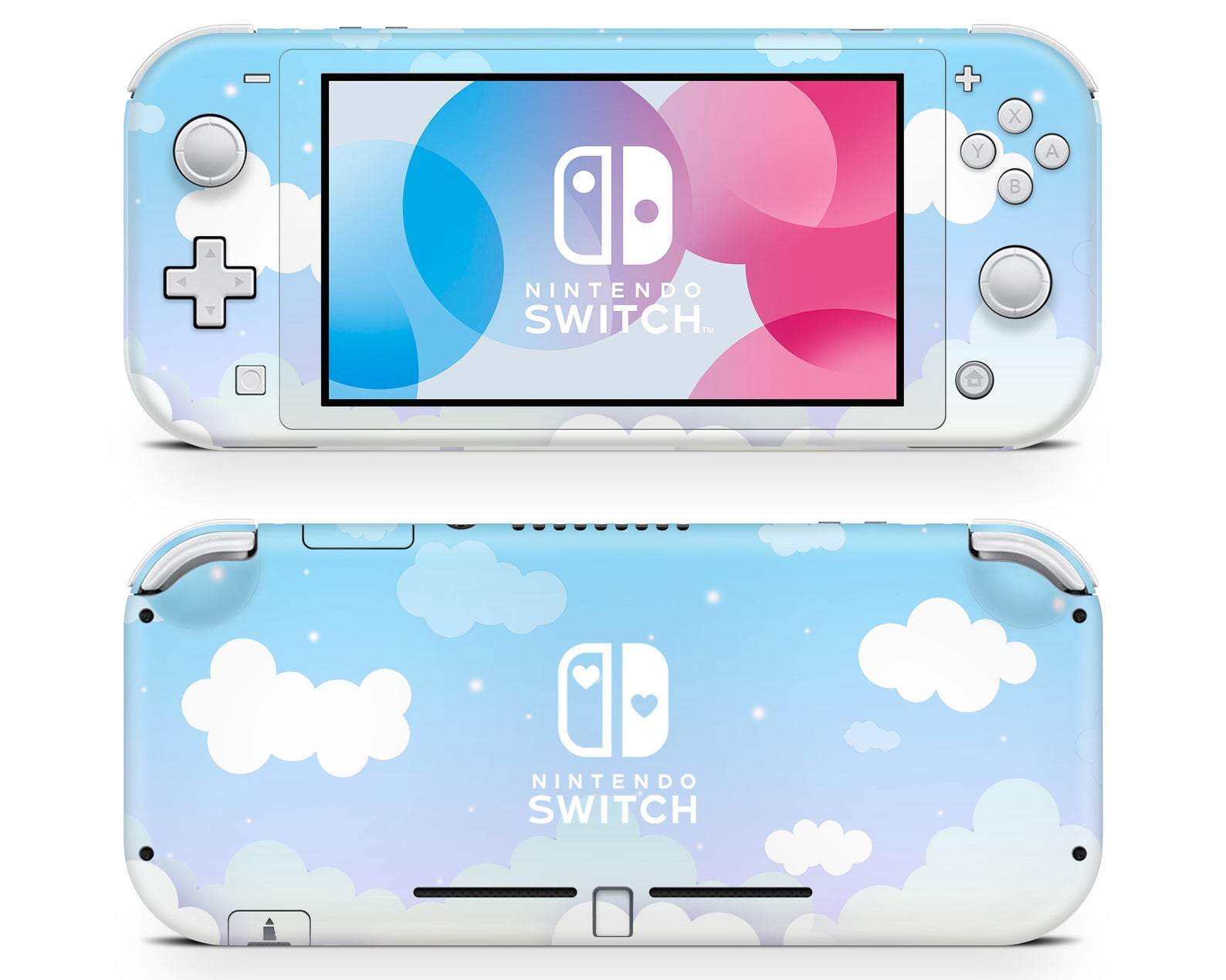 Blue Clouds Simple Heart Logo Nintendo Switch Lite Skin