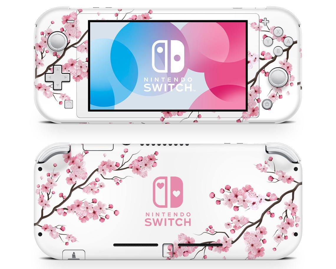 Pretty Cherry Blossom Heart Logo Nintendo Switch Lite Skin