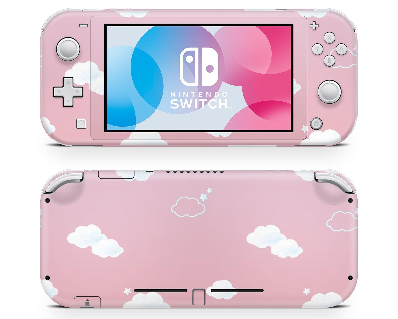 Pink Clouds Cute No Logo Nintendo Switch Lite Skin
