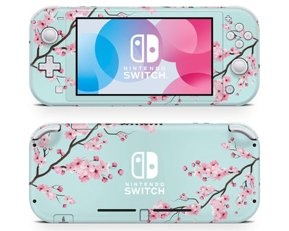 Cherry Blossom Teal With Nintendo Logo Nintendo Switch Lite Skin-Console Vinyls-Nintendo-Nintendo Switch Lite-Cherry Blossom Teal With Nintendo Logo-LaboTech