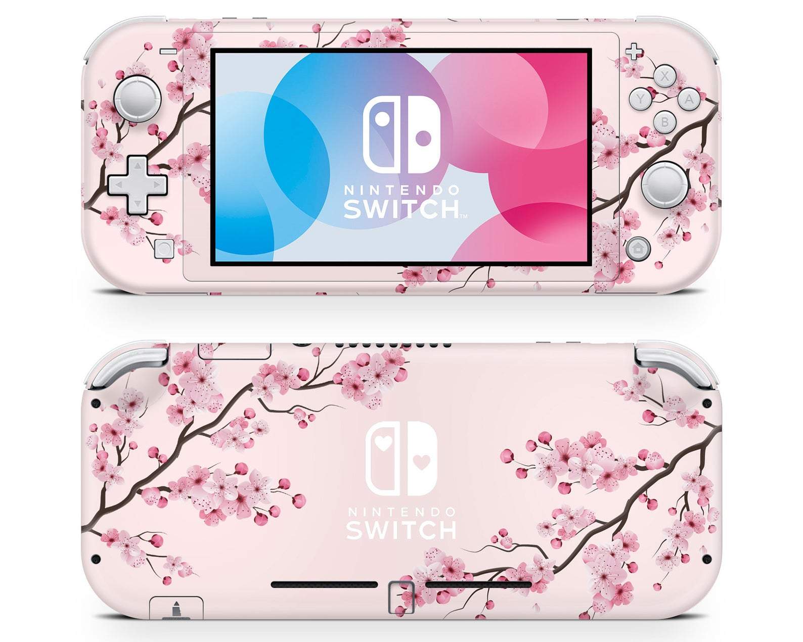Cherry Blossom Pink Heart Logo Nintendo Switch Lite Skin