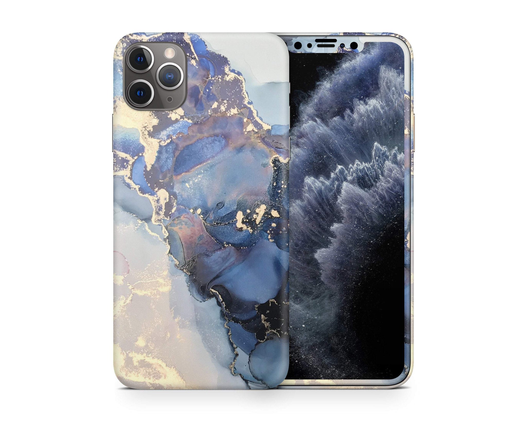Ethereal Blue Gold Marble iPhone Skin