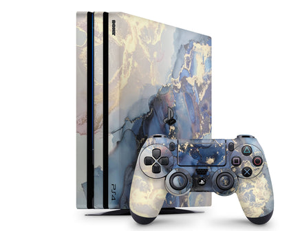 Ethereal Blue Gold Marble PS4 Skin-Console Vinyls-PlayStation-PS4-Ethereal Blue Gold Marble-LaboTech