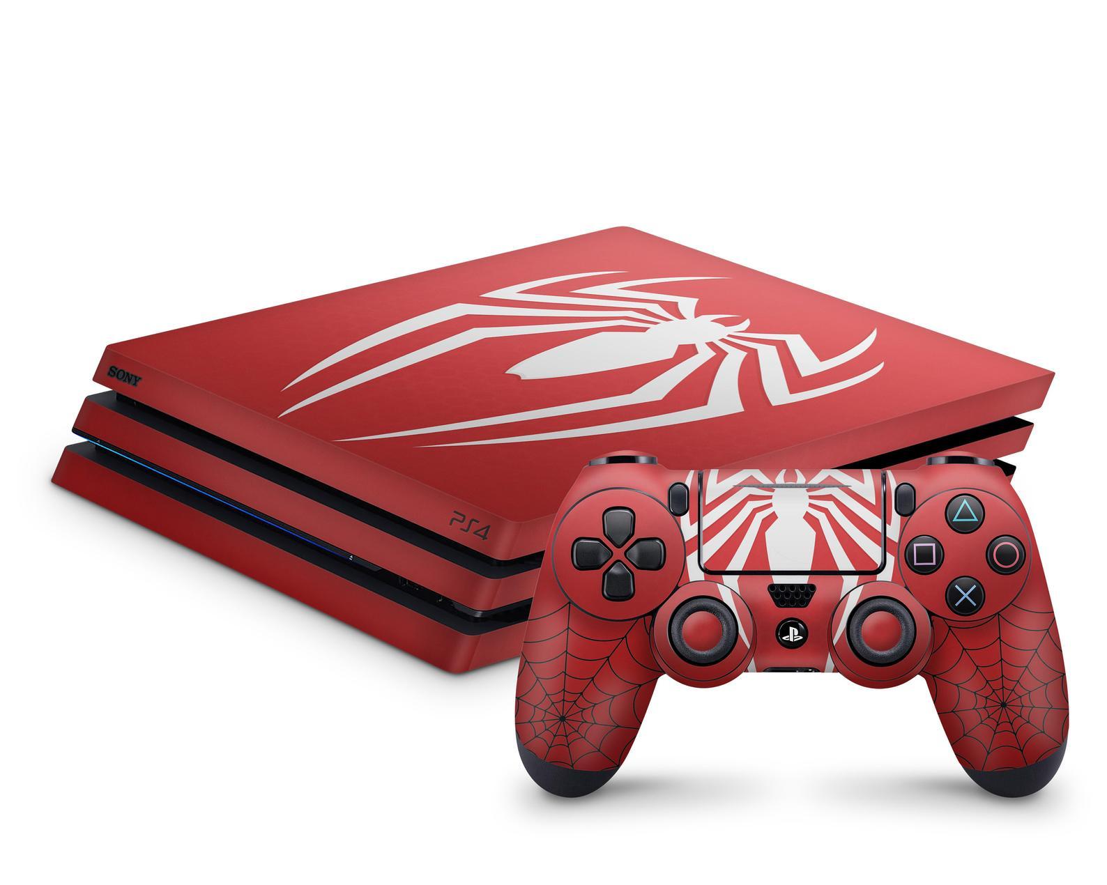 PS4 Slim Playstation 4 Console Skin Decal Sticker Red White Custom Design  Set