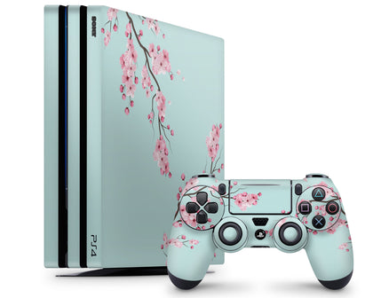 Cherry Blossom Teal PS4 Skin-Console Vinyls-PlayStation-PS4-Cherry Blossom Teal-LaboTech