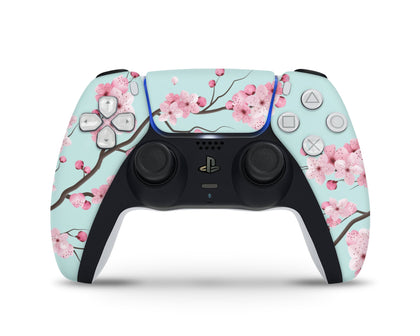 Cherry Blossom Teal PS5 Controller Skin-Console Vinyls-PlayStation-PS5 Controller-Cherry Blossom Teal-LaboTech
