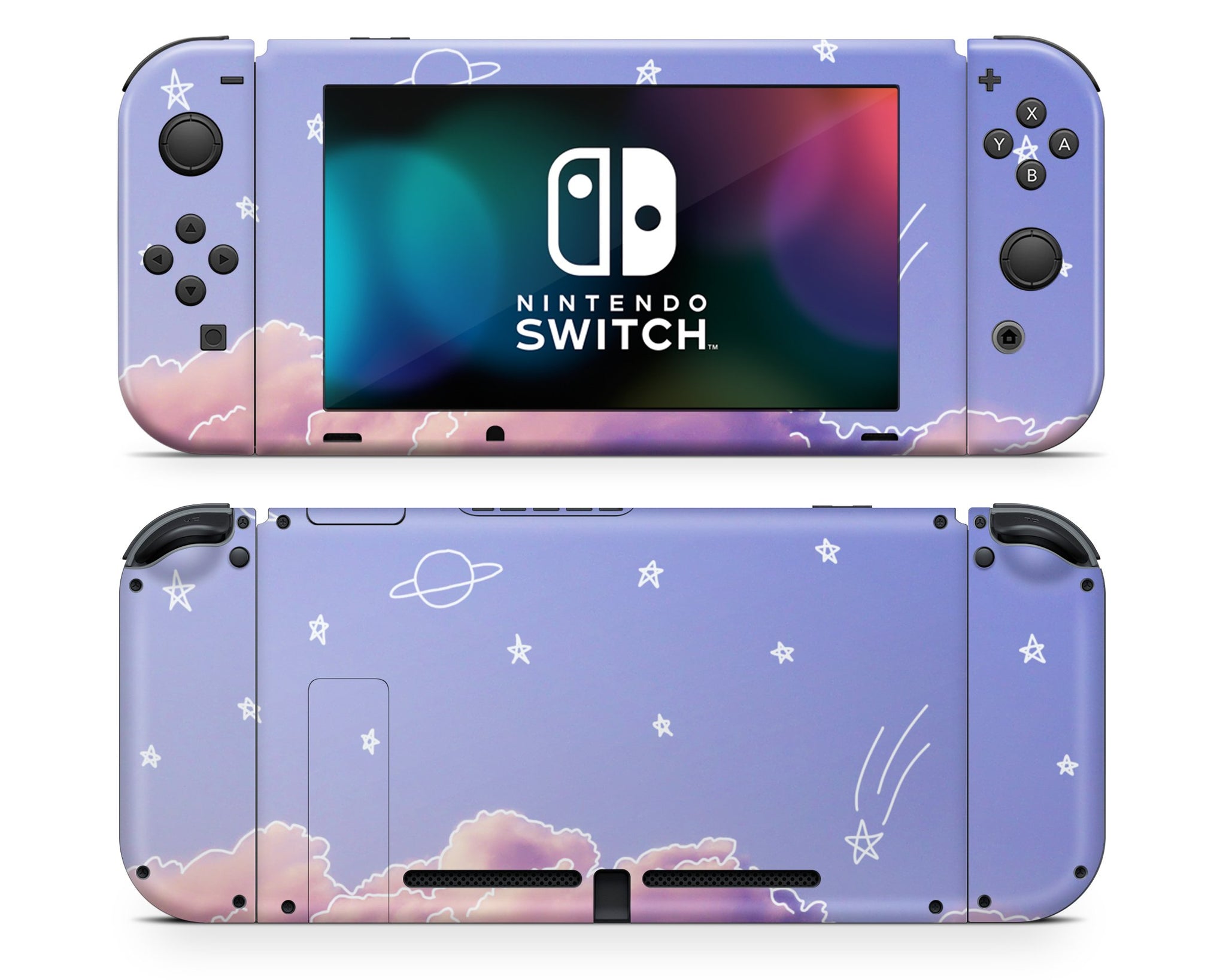 Purple Clouds And Stars Nintendo Switch Skin