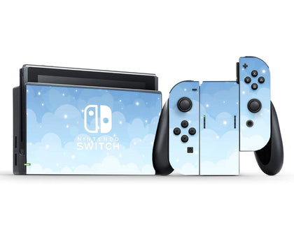 Blue Clouds With Stars Nintendo Switch Skin-Console Vinyls-Nintendo-Nintendo Switch-Blue Clouds With Stars-LaboTech