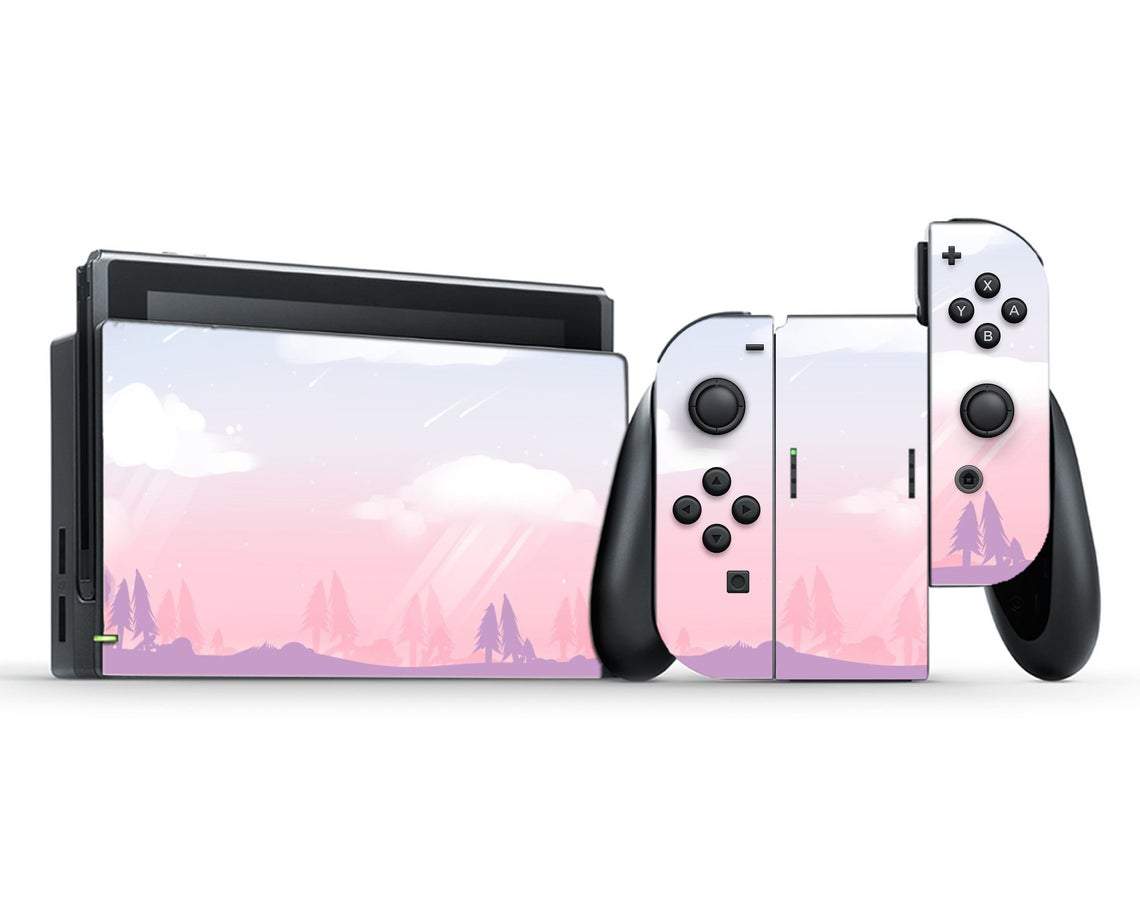 Cute Forest With Logo Nintendo Switch Skin