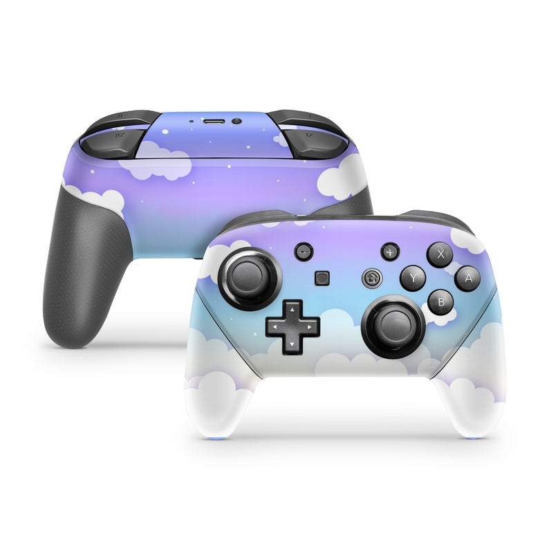 Blue Clouds Purple Simple Nintendo Switch Pro Controller Skin