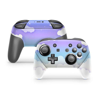 Blue Clouds Purple Simple Nintendo Switch Pro Controller Skin-Console Vinyls-Nintendo-Nintendo Switch Pro Controller-Blue Clouds Purple Simple-LaboTech