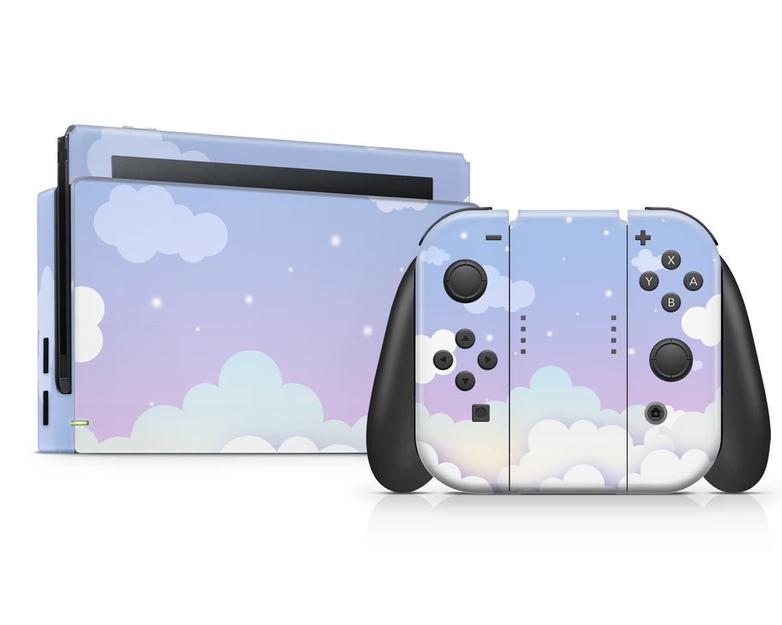 Blue Clouds Purple Simple Nintendo Switch Skin