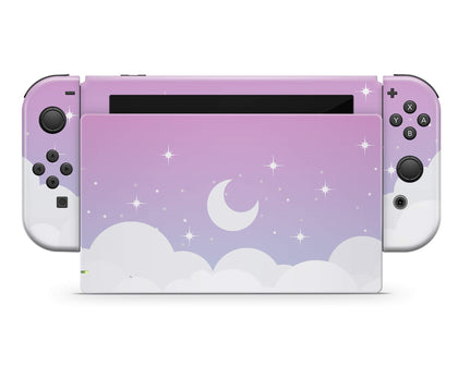 New Purple Clouds Moon Nintendo Switch Skin-Console Vinyls-Nintendo-Nintendo Switch-New Purple Clouds Moon-LaboTech