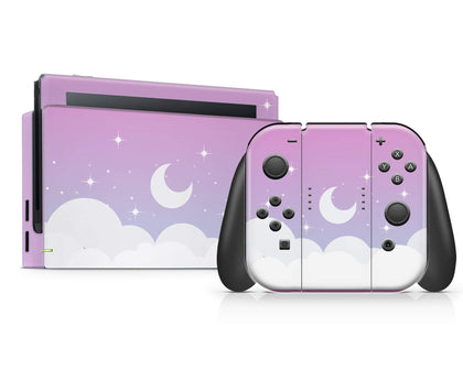 New Purple Clouds Moon Nintendo Switch Skin-Console Vinyls-Nintendo-Nintendo Switch-New Purple Clouds Moon-LaboTech