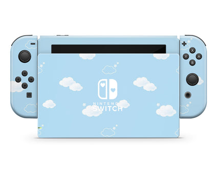 Blue Clouds Cute Heart Logo Nintendo Switch Skin-Console Vinyls-Nintendo-Nintendo Switch-Blue Clouds Cute Heart Logo-LaboTech