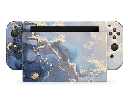 Ethereal Blue Gold Marble Nintendo Switch Skin-Console Vinyls-Nintendo-Nintendo Switch-Ethereal Blue Gold Marble-LaboTech