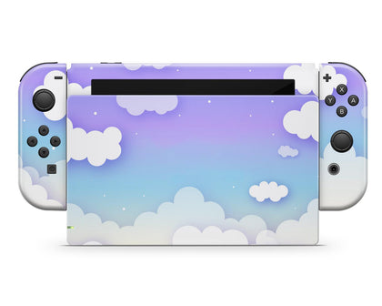 Blue Clouds Simple Purple Nintendo Switch Skin-Console Vinyls-Nintendo-Nintendo Switch-Blue Clouds Simple Purple-LaboTech