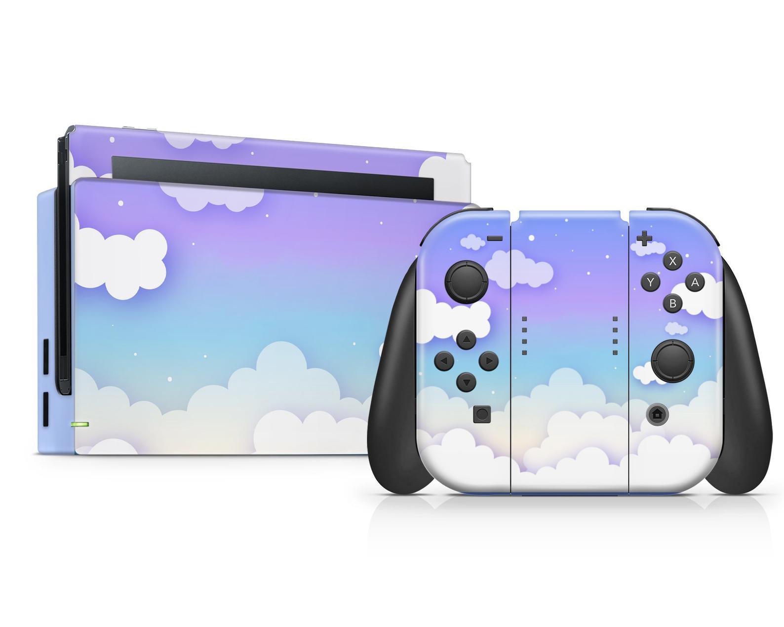 Blue Clouds Simple Purple Nintendo Switch Skin