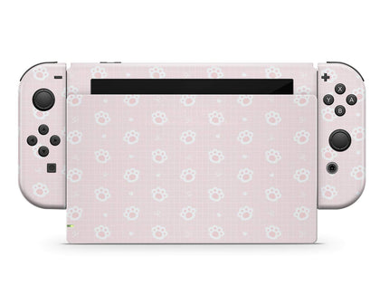 Cute Pink Paws Nintendo Switch Skin-Console Vinyls-Nintendo-Nintendo Switch-Cute Pink Paws-LaboTech