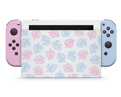Animal Crossing Leaf Blue Pink Nintendo Switch Skin-Console Vinyls-Nintendo-Nintendo Switch-Animal Crossing Leaf Blue Pink-LaboTech