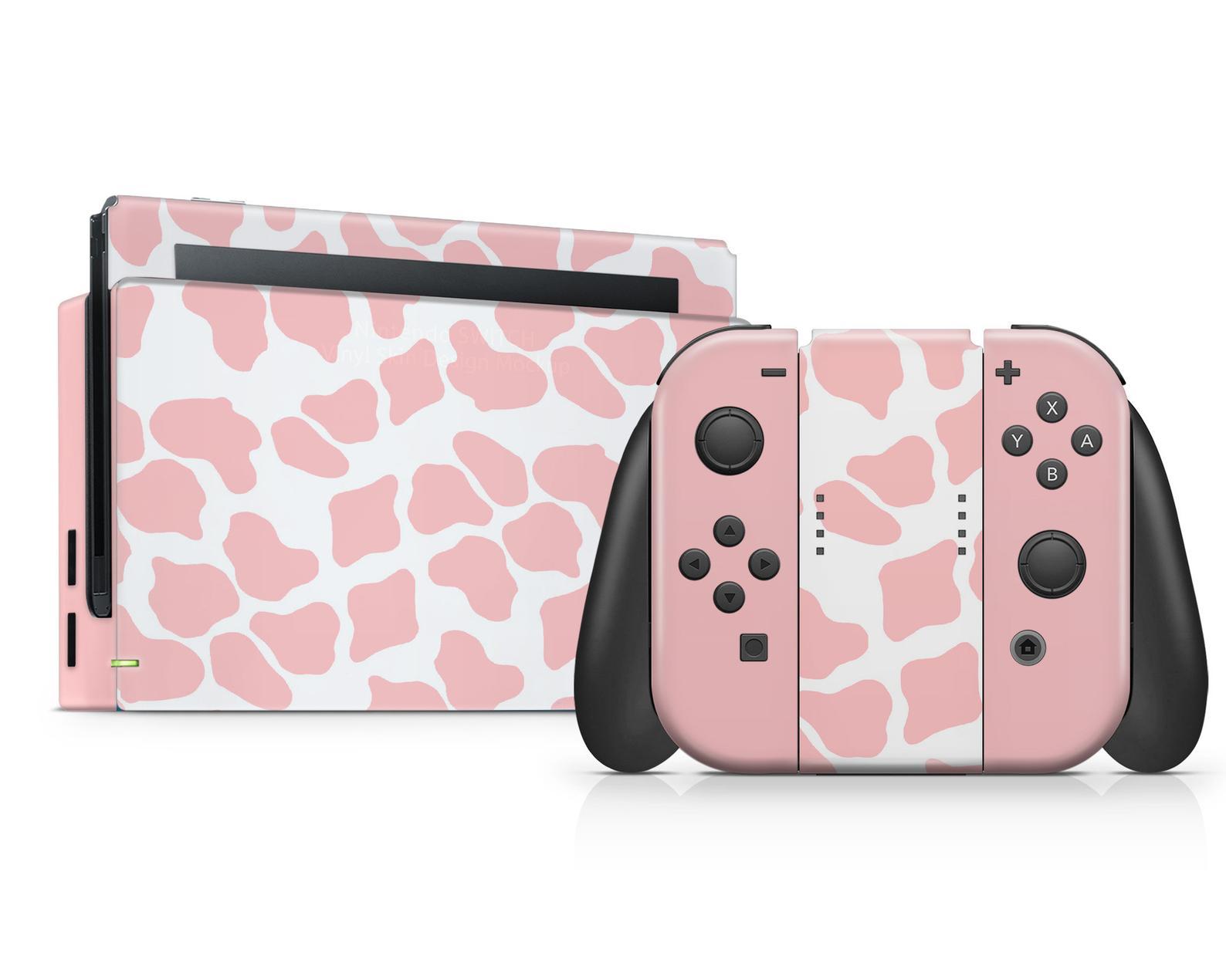 Pastel Pink Cow Print Nintendo Switch Skin