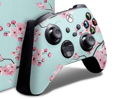 Cherry Blossom Teal Xbox Series Controller Skin